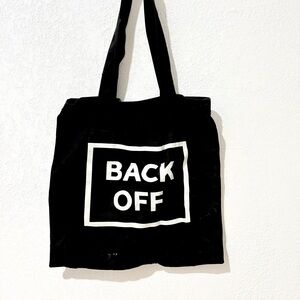 Back off black tote bag